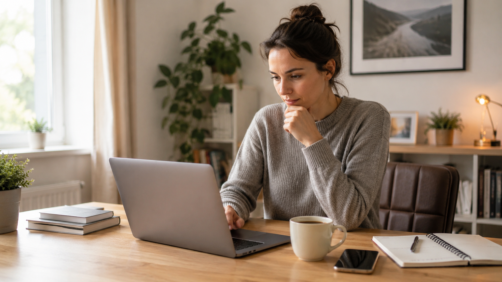 Person checking free online resources before paying for a subscription